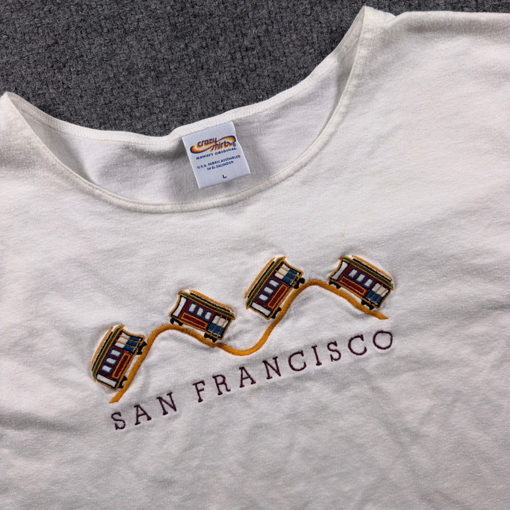 Vintage Crazy Shirts T-Shirt Women Large White San Francisco Cable Car